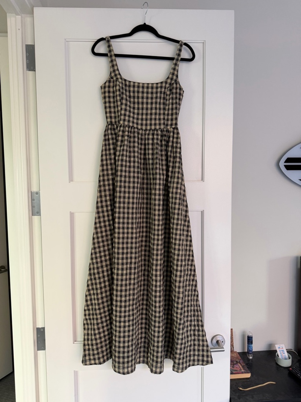 Princess Polly Black and Cream Gingham Maxi Dress